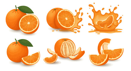 Orange Fruit Vector Set: Fresh, Juicy, and Vibrant