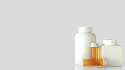 The Drug bottle on white background for Medical or health concept 3d Rendering.