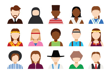 Diverse Faces: A vibrant array of cultural icons representing the kaleidoscope of global citizenry, their distinctive features reflecting heritage, traditions.