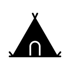 Camp tent icon. Tent silhouette can be used as icon, symbol or sign. Tent icon for design of camp, survival, shelter or leisure activity