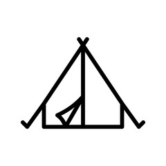 Camp tent icon. Tent silhouette can be used as icon, symbol or sign. Tent icon for design of camp, survival, shelter or leisure activity