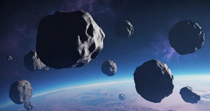 Asteroid field near planet