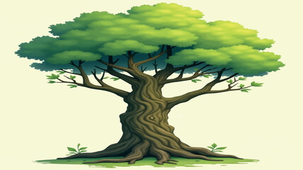 green tree with roots