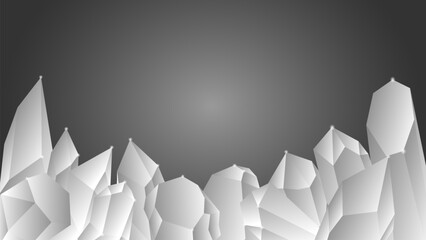 Abstract prismatic gray background with a bunch of white rocks and space text for wallpaper, banner, event, flyer, cover