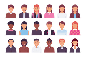 Diverse Group of Avatars: A vibrant and varied collection of vector avatars showcasing a multitude of individuals, each representing a unique persona.