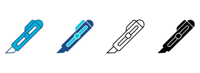 Cutter Icon Set With Multiple Styles. Vector Illustration