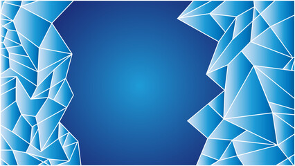 Abstract prismatic Blue background with a blue and white design of ice crystals and space text for wallpaper, banner, event, flyer
