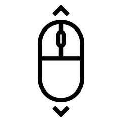 Outline icon of the mouse scroll in black, on a clean white background. 
Minimalist and scalable design, suitable for accessibility-related graphics, branding, or educational materials.