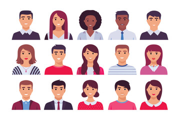 People Collection in Diverse Illustrations: A vibrant array of diverse individuals, each with a unique expression and style, rendered in a crisp, contemporary illustration style.