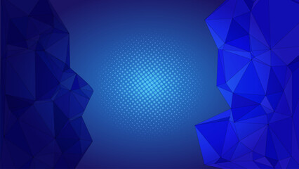 Abstract prismatic blue background with ice crystals diamond, gems, triangle shape pattern element and space text for wallpaper, banner, event, flyer, cover
