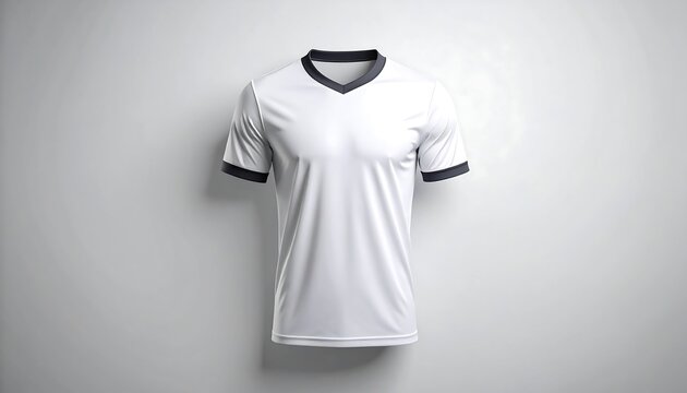 Blank white soccer jersey against a light gray backdrop - Powered by Adobe