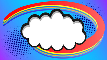 Abstract creative concept comic pop art style blank, layout template with clouds and isolated dots background. empty speech bubble, illustration halftone book design