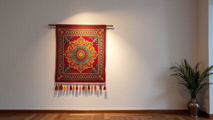 Festive decorative art, cultural adornment, intricate design, vibrant textile, unique display, traditional craftsmanship.