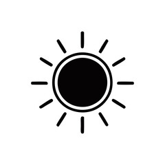 A black and white sun symbol icon vector