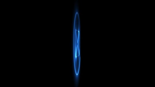Neon line mail icon on black background. 3d rotation massage icon.