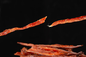 Beef strips, finely chopped beef jerky