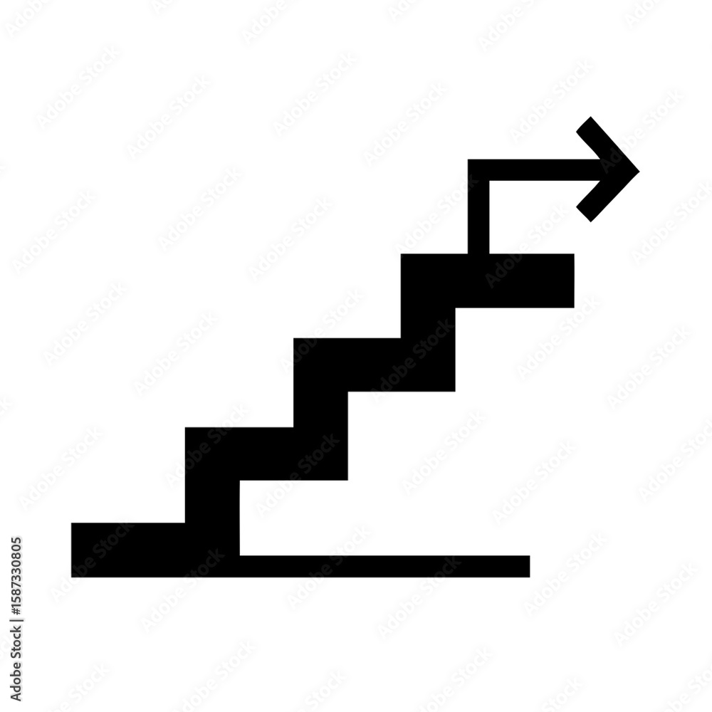 Poster stairs with an arrow pointing up isolated on transparent background