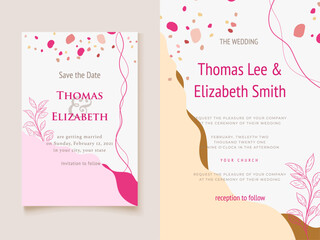 wedding invitation card memphis style template