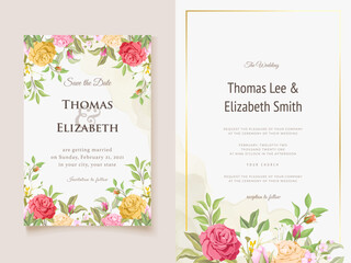 beautiful floral wedding invitation card template