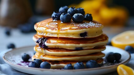 A stack of fluffy buttermilk pancakes 