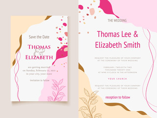 wedding invitation card memphis style template
