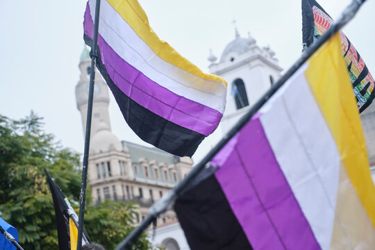 Non-binary visibility protest in Buenos Aires, Argentina.