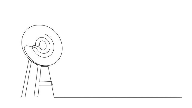 Animated self drawing single one line drawing arrow missed hitting target mark. Shot miss. Failed inaccurate attempts to hit archery target. Business challenge failure metaphor. Full length animation