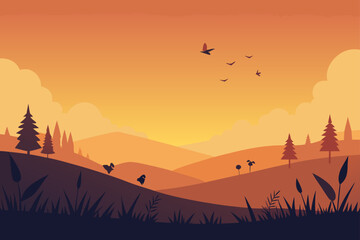 Naklejka premium vector illustration of a landscape