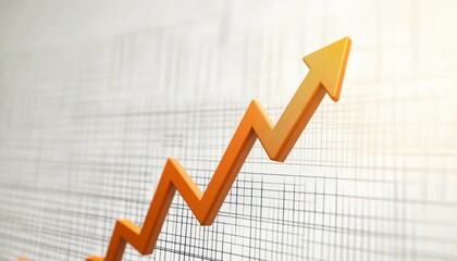 An upward-trending orange arrow on a graph symbolizes growth and success, ideal for illustrating financial progress, business development, and positive market trends.