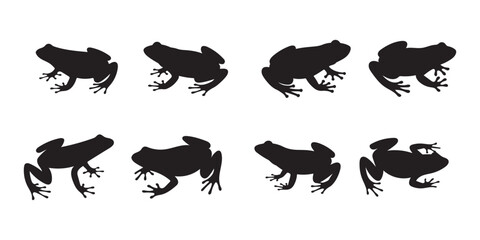 Black Silhouettes of Frogs in Various Positions