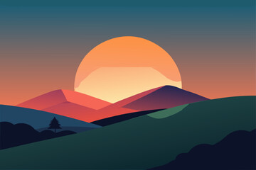 Obraz premium sunset over mountains