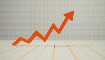An upward trending orange arrow on a graph symbolizes growth and positive progress, ideal for illustrating business success, financial gains, or market improvement.