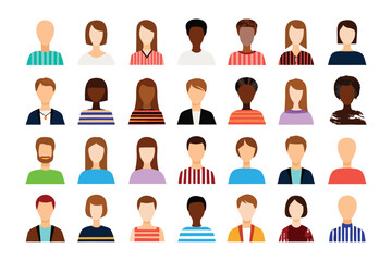 Diverse Avatar Icons: An array of colorful, stylized avatar icons, representing a spectrum of people with varying skin tones, hairstyles, and clothing. 