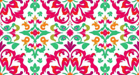 Obraz premium seamless damask pattern, damask background, vintage damask, ornamental pattern, luxury damask design, floral damask, baroque pattern, rococo pattern, victorian damask, seamless wallpaper design, arabe