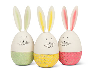 Ceramic  Ester Bunny Eggs On PNG Transparent Background. Cut-Out Clipping Path With Adobe Photoshop Pen Tool . PNG Transparent Bunny