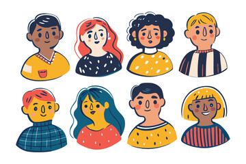 Faces of Diversity: A vibrant and inclusive illustration showcasing a collection of diverse faces, each reflecting unique features and personalities, symbolizing unity and the beauty of human variety.