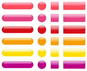 光沢・webボタンアイコンのセット赤系