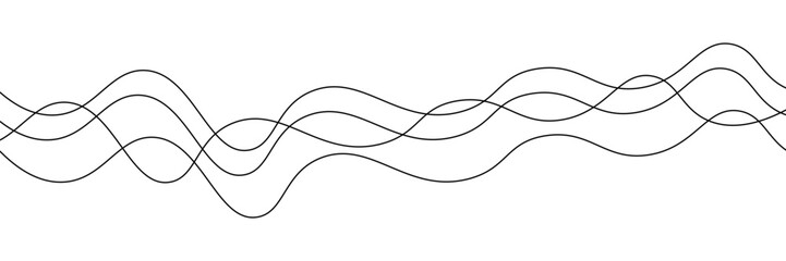 Thin line wavy abstract vector background. Curve wave seamless pattern. Line art striped graphic template. Vector illustration.