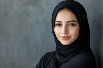 Naklejka premium Elegant Hijabi Model with Crossed Arms – Transparent Background Image