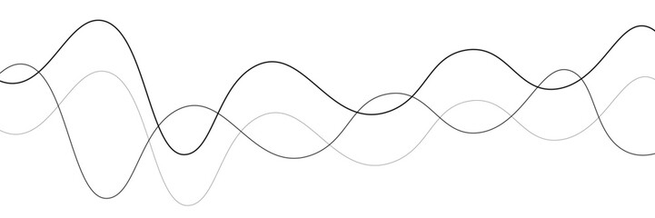 Thin line wavy abstract vector background. Curve wave seamless pattern. Line art striped graphic template. Vector illustration.