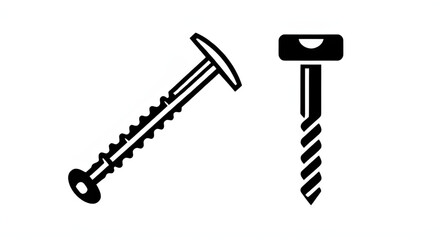 screw silhouette, screw illustration, screw head icon, flat head screw, Phillips screw icon, slotted screw icon, wood screw icon, metal screw icon, screw design vector, screw clipart, screw hardware v