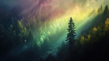 Mystical woodland bathed in ethereal light: A serene and enchanting escape