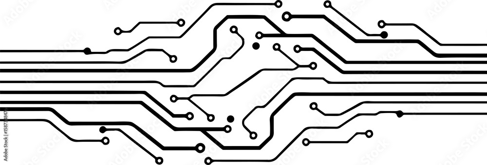 Poster the image shows three different sections of printed circuit board layouts.