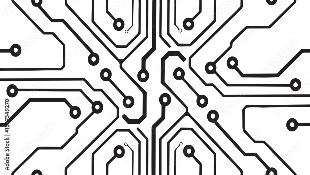 Poster the image shows a close-up view of a patterned circuit board layout.