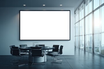 Modern meeting room with blank large display
