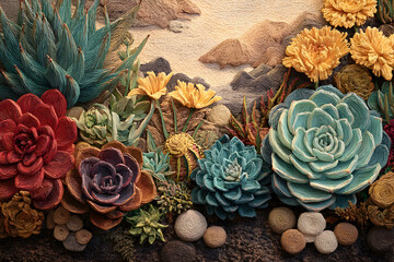 Symphony of Succulent Survival in Abstract Xerophyte Landscape