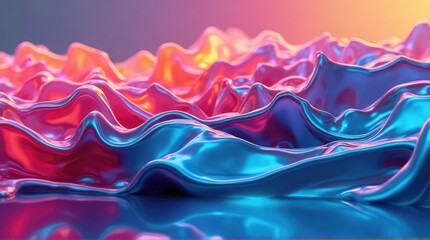 Abstract vibrant wavy shapes in iridescent colours.