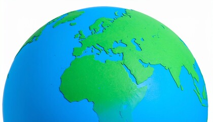 Fototapeta premium Stylized Globe Eurasia, Africa, Oceans, Continents, Map, Earth, Green, Blue, World, Geography
