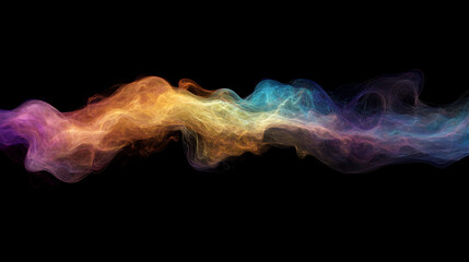 A colorful, long, wavy line of light. The colors are orange, yellow, green, blue, and purple