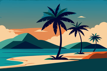 Obraz premium tropical beach with palm trees